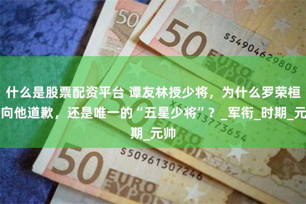 什么是股票配资平台 谭友林授少将，为什么罗荣桓要向他道歉，还是唯一的“五星少将”？_军衔_时期_元帅